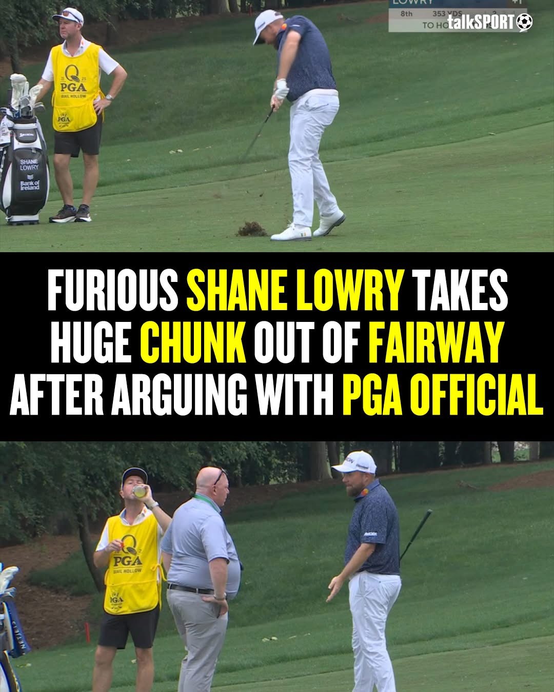 Furious Shane Lowry Takes Huge Chunk Out of Fairway After Heated Exchange With PGA Official